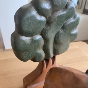 Wooden elephant and tree 9 x 8 ins - Image 2