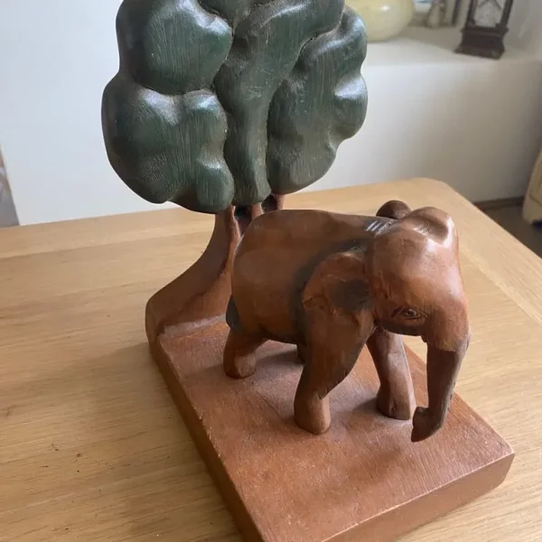 Wooden elephant and tree 9 x 8 ins