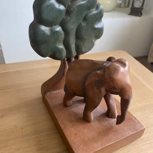 Wooden elephant and tree 9 x 8 ins