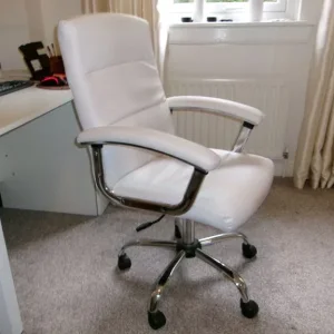 White leather computer chair - Image 2