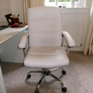 White leather computer chair - Image 3