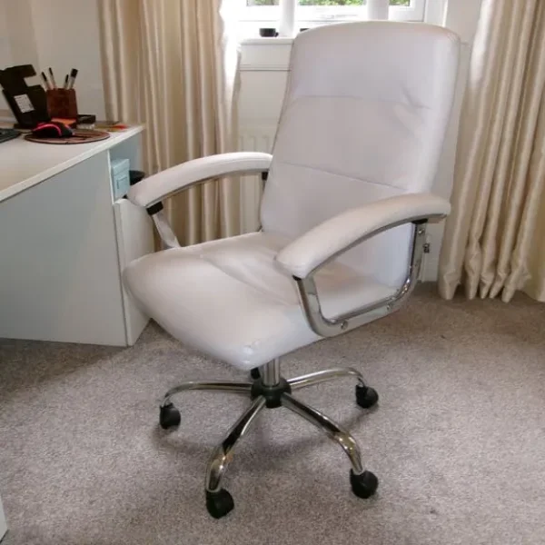 White leather computer chair