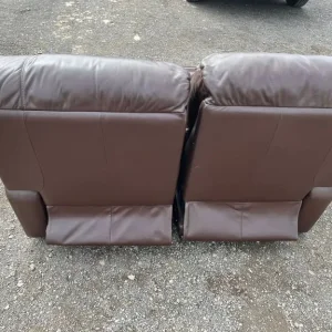 Harvey’s brown leather manual recliner 2 seater with armchair - Image 7