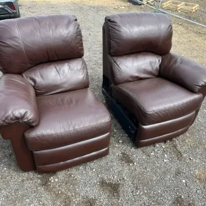 Harvey’s brown leather manual recliner 2 seater with armchair - Image 8