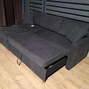 Charcoal Fabric Corner Sofa Bed - Image 2