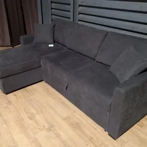 Charcoal Fabric Corner Sofa Bed - Image 3