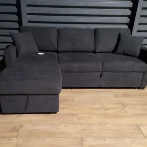 Charcoal Fabric Corner Sofa Bed - Image 7