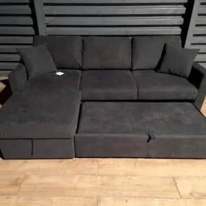 Charcoal Fabric Corner Sofa Bed - Image 8