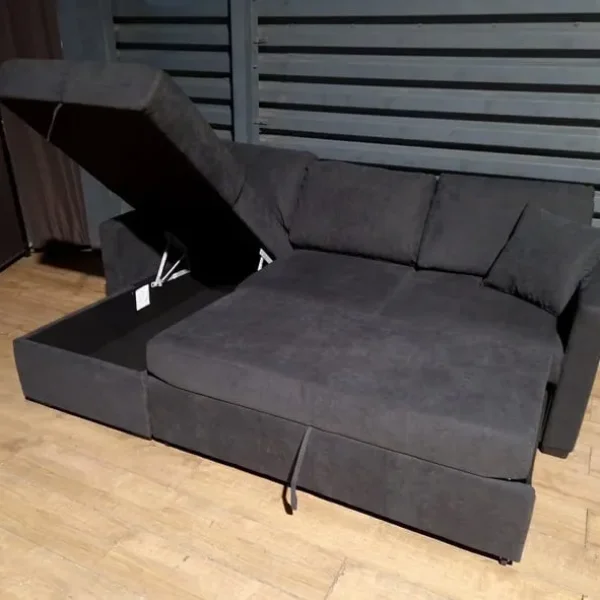 Charcoal Fabric Corner Sofa Bed