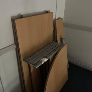 2 x beech office desks with corner unit - Image 2