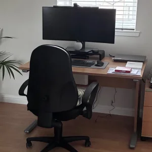 2 x beech office desks with corner unit