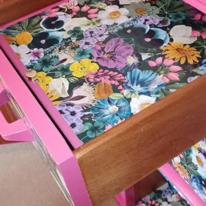 G-Plan teak wardrobe pink floral design - Image 3