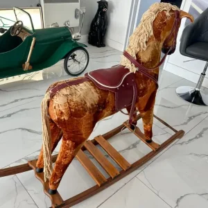 Large Vintage Plush Rocking Horse – 145 cm - Image 3