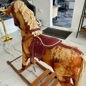 Large Vintage Plush Rocking Horse – 145 cm - Image 4