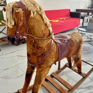 Large Vintage Plush Rocking Horse – 145 cm - Image 6