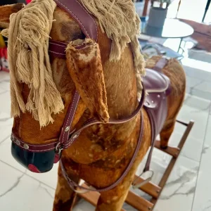 Large Vintage Plush Rocking Horse – 145 cm - Image 8