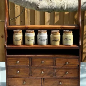 Vintage French Wooden 8-Drawer Spice Rack - Image 4