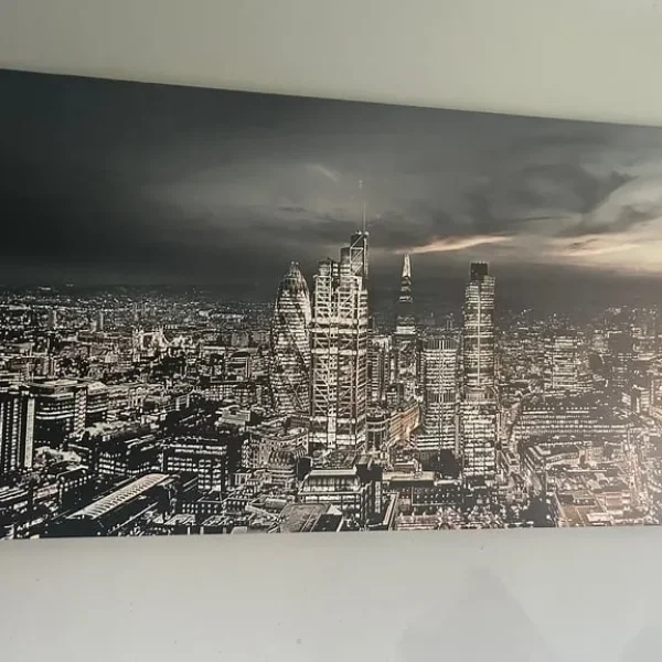 Large London skyline canvas with shiny stones