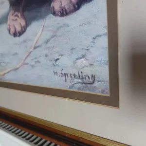 Large Wood Framed Puppy Picture by Heinrich Sperling - Image 3