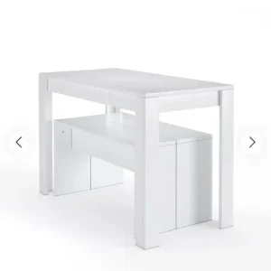 White dining table and bench set - Image 2