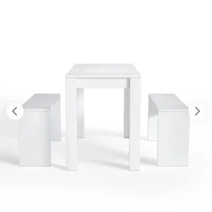 White dining table and bench set - Image 3