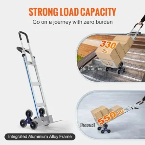 SucceBuy 550lbs Stair Climbing Cart Folding Trolley Heavy Duty with Dual Handles - Image 3