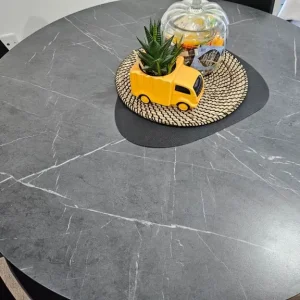 Mariedamm Round IKEA Dining Table Black Marble Effect - Image 2