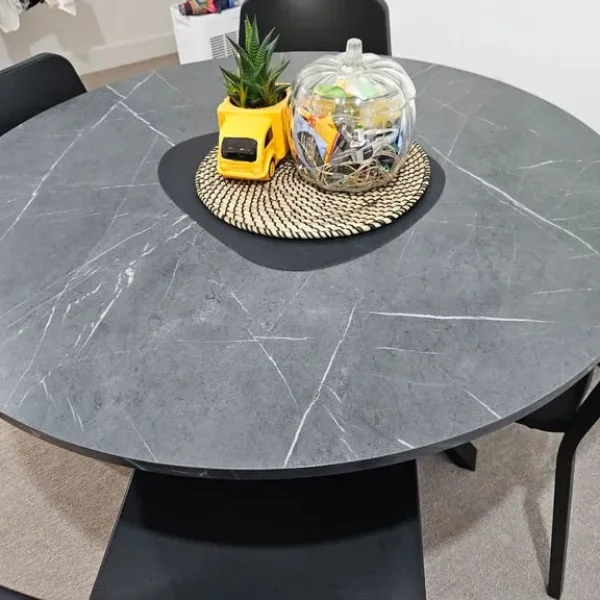 Mariedamm Round IKEA Dining Table Black Marble Effect