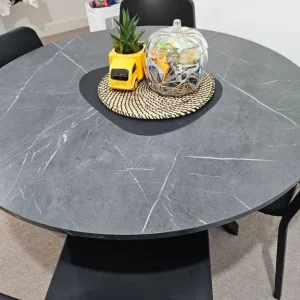 Mariedamm Round IKEA Dining Table Black Marble Effect