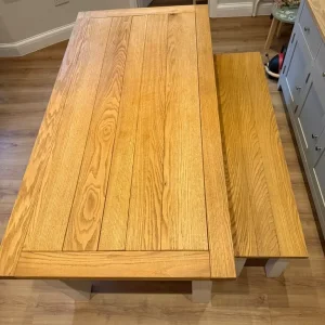 Solid Oak Table and Bench - Image 3
