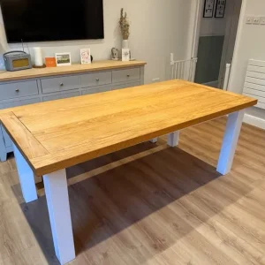 Solid Oak Table and Bench - Image 4