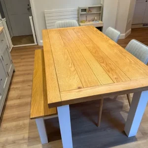 Solid Oak Table and Bench - Image 6