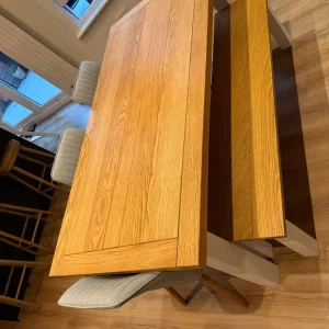 Solid Oak Table and Bench - Image 7
