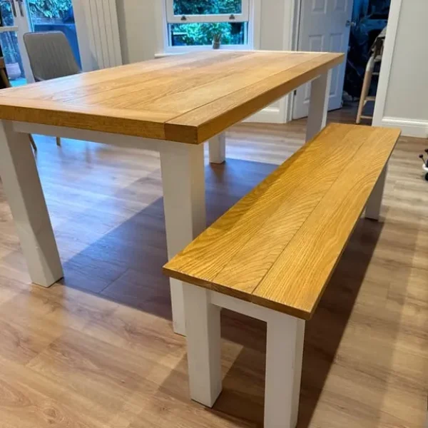 Solid Oak Table and Bench