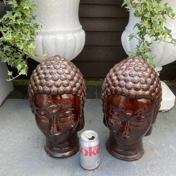 Vintage Ceramic Buddha Heads x 2