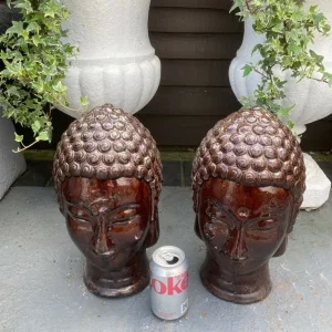 Vintage Ceramic Buddha Heads x 2