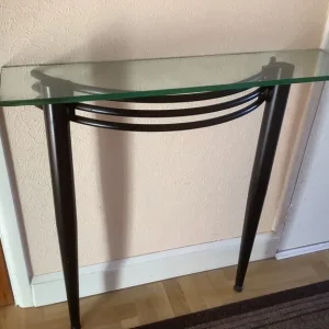 Half-Moon Console Table With Oblong Toughened Glass Top - Image 4