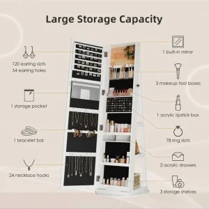 Freestanding jewellery organiser with full length mirror - Image 2