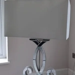 Coachhouse Mirrored Large Table Lamp with Cream Shade - Image 2