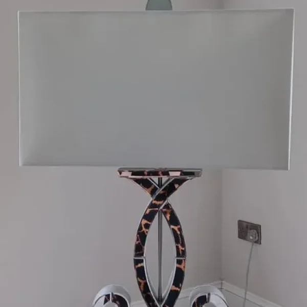 Coachhouse Mirrored Large Table Lamp with Cream Shade