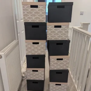 12 cardboard storage boxes