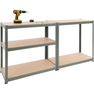 Storage Affairs Heavy Duty Garage Shelving: 180 x 90 x 40 (cm) Grey