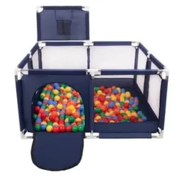 Navy ball pit play pen with balls