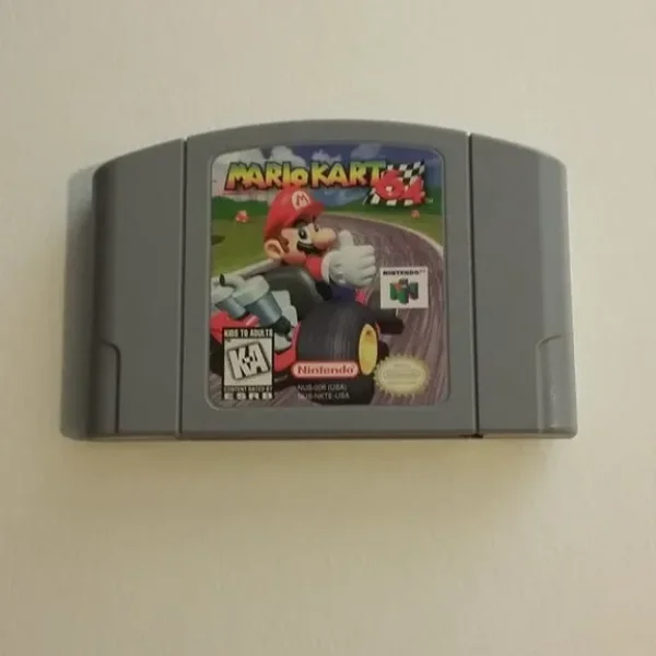 Nintendo 64 with cables, controller, and two Mario games