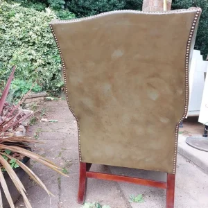 Vintage Green Leather Fireside Chair - Image 5