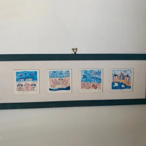 Summer beach pictures framed 90x30cm