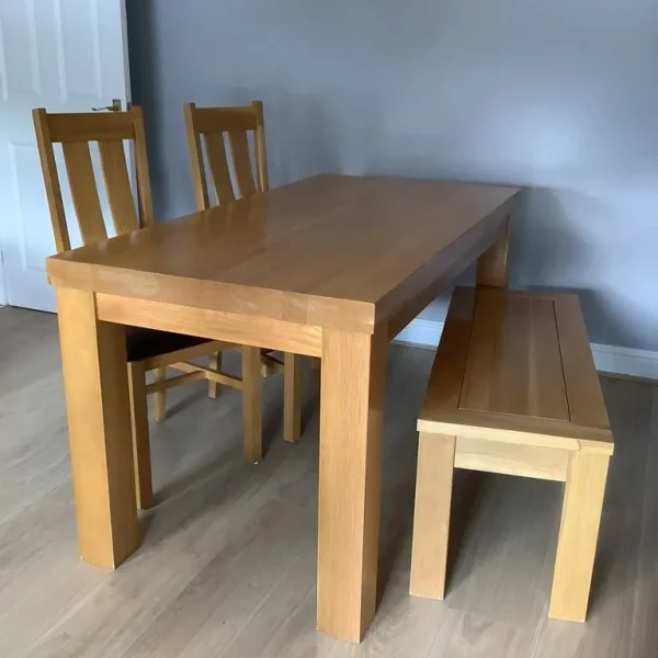 Table, bench and chairs