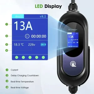 EV Charger Type 2 to 3 Pin, 8M, 13A Adjustable, 12 Hours Delay, Touch Control, 3.3kW - Image 2