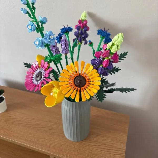Lego flowers bouquet and grey vase