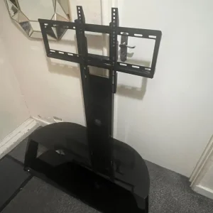 Black Glass TV Stand with Built-in Mount - Image 2